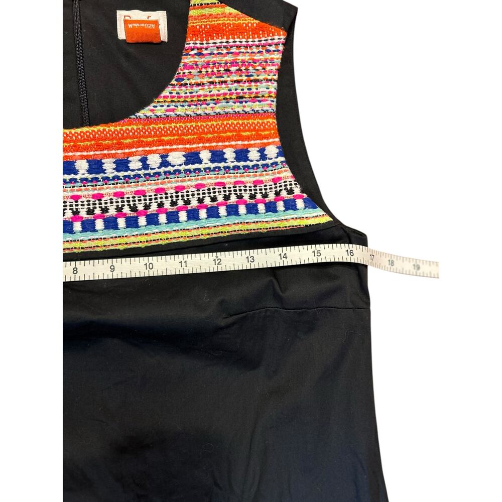 PERSIFOR Black Sleeveless Embroidered Tweed Woven Textile Dress Women's SMALL - Picture 5 of 6